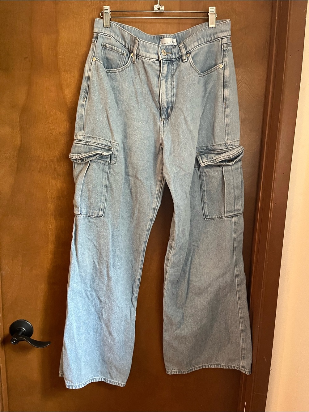 LOFT Light Blue Wide-Leg Cargo Jeans